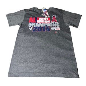 2014 Los Angeles Angels AL West Champions MLB Baseball Gray T-shirt Mens Size M